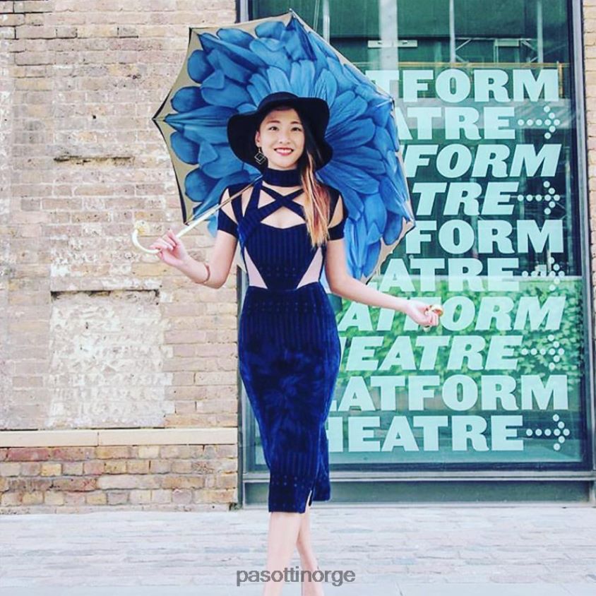 paraply | PASOTTI 189 21065-13 p17 - luksuriøs blå dahlia paraply, dobbel klut 8B6Z26337 kvinner