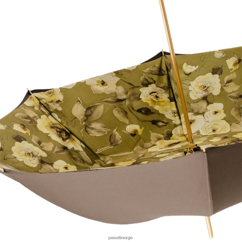 paraply | PASOTTI 189 55975-22 p34 - khaki paraply med blomster og glitter 8B6Z26346 kvinner