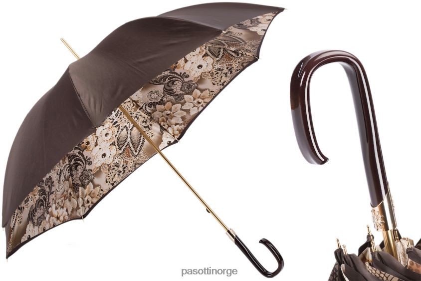 paraply | PASOTTI 189 58303-16 f38 - brunblomstret paraply, dobbel klut 8B6Z26379 kvinner