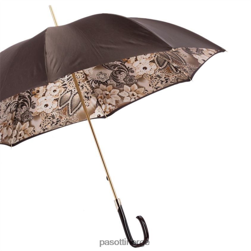 paraply | PASOTTI 189 58303-16 f38 - brunblomstret paraply, dobbel klut 8B6Z26379 kvinner