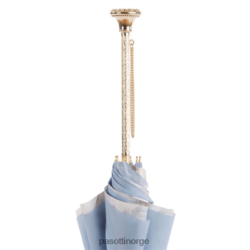 paraply | PASOTTI 189 58979-4 s16 - lyseblå naturparaply med sommerfugler 8B6Z26354 kvinner