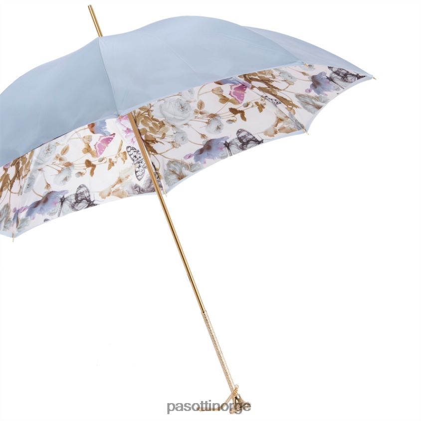 paraply | PASOTTI 189 58979-4 s16 - lyseblå naturparaply med sommerfugler 8B6Z26354 kvinner