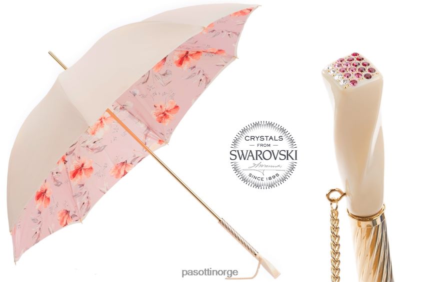 paraply | PASOTTI 189 5f211-8 s7 - elfenben og rosa blomsterparaply 8B6Z26339 kvinner