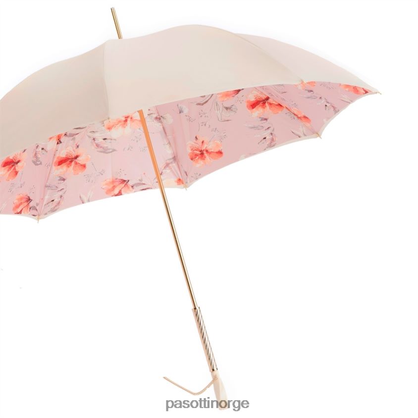 paraply | PASOTTI 189 5f211-8 s7 - elfenben og rosa blomsterparaply 8B6Z26339 kvinner