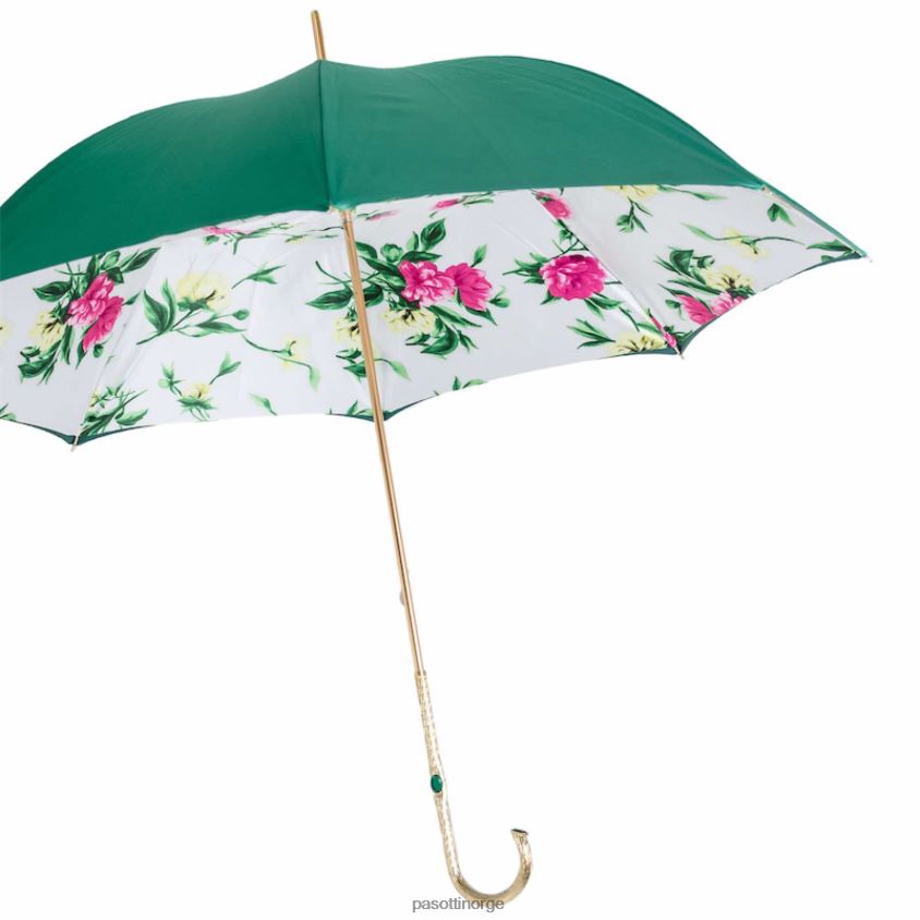 paraply | PASOTTI 189 5g763-5 p5 - smaragdgrønn blomsterparaply 8B6Z26325 kvinner