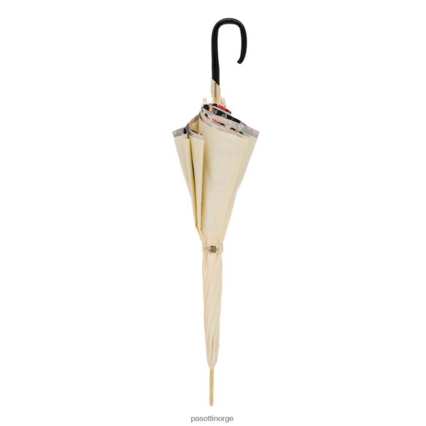 paraply | PASOTTI 189 5y259-8 f38 - kremaktig blomstret paraply, dobbel klut 8B6Z26359 kvinner