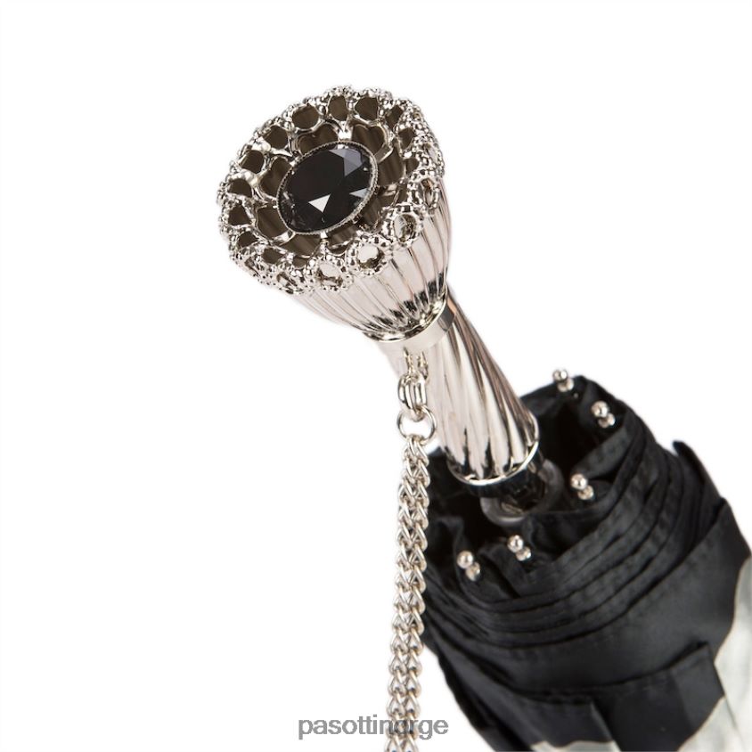 paraply | PASOTTI 257 21273-11 p11 - sølv dahlia sammenleggbar paraply 8B6Z26598 kvinner