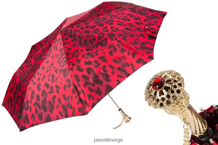 paraply | PASOTTI 257 52417-21 p14 - sort og rød animalier sammenleggbar paraply 8B6Z26620 kvinner