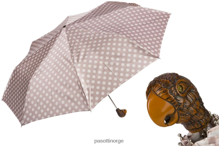 paraply | PASOTTI 257 55874-153 139 - polkaprikket sammenleggbar paraply med papegøyehåndtak 8B6Z26619 kvinner