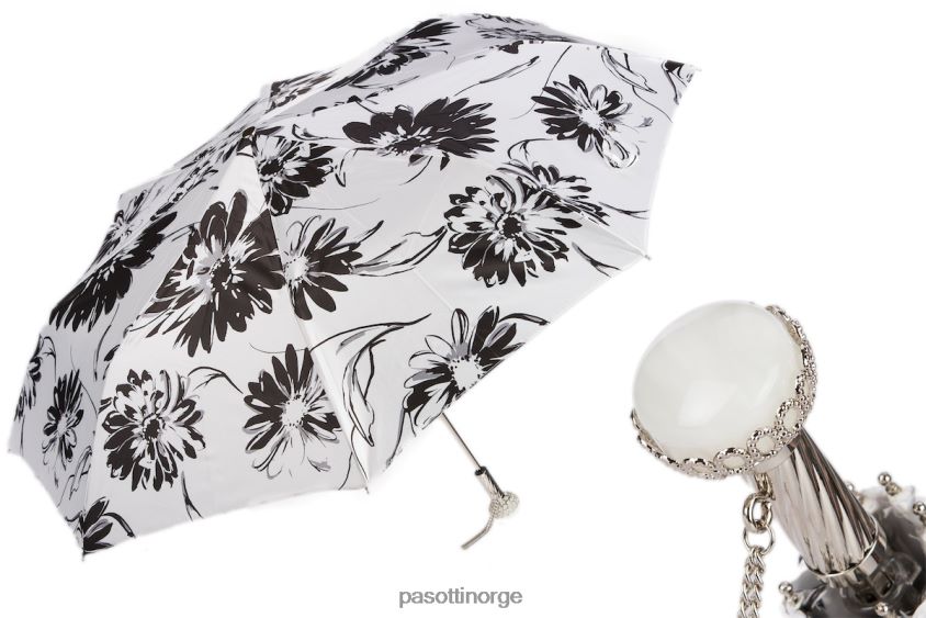 paraply | PASOTTI 257 56799-1 a29 - svart og hvit blomstret paraply 8B6Z26588 kvinner