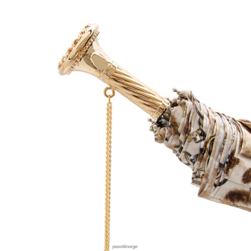 paraply | PASOTTI 257 58002-6 p12 - sammenleggbar paraply med leopardtrykk og kjeder 8B6Z26587 kvinner