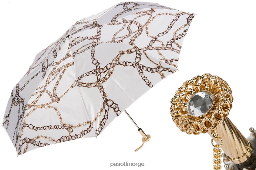 paraply | PASOTTI 257 58002-9 s15 - kjeder trykk hvit sammenleggbar paraply 8B6Z26616 kvinner