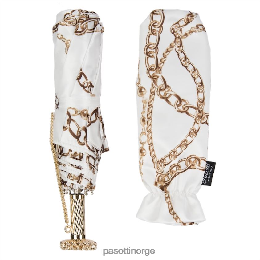 paraply | PASOTTI 257 58002-9 s15 - kjeder trykk hvit sammenleggbar paraply 8B6Z26616 kvinner