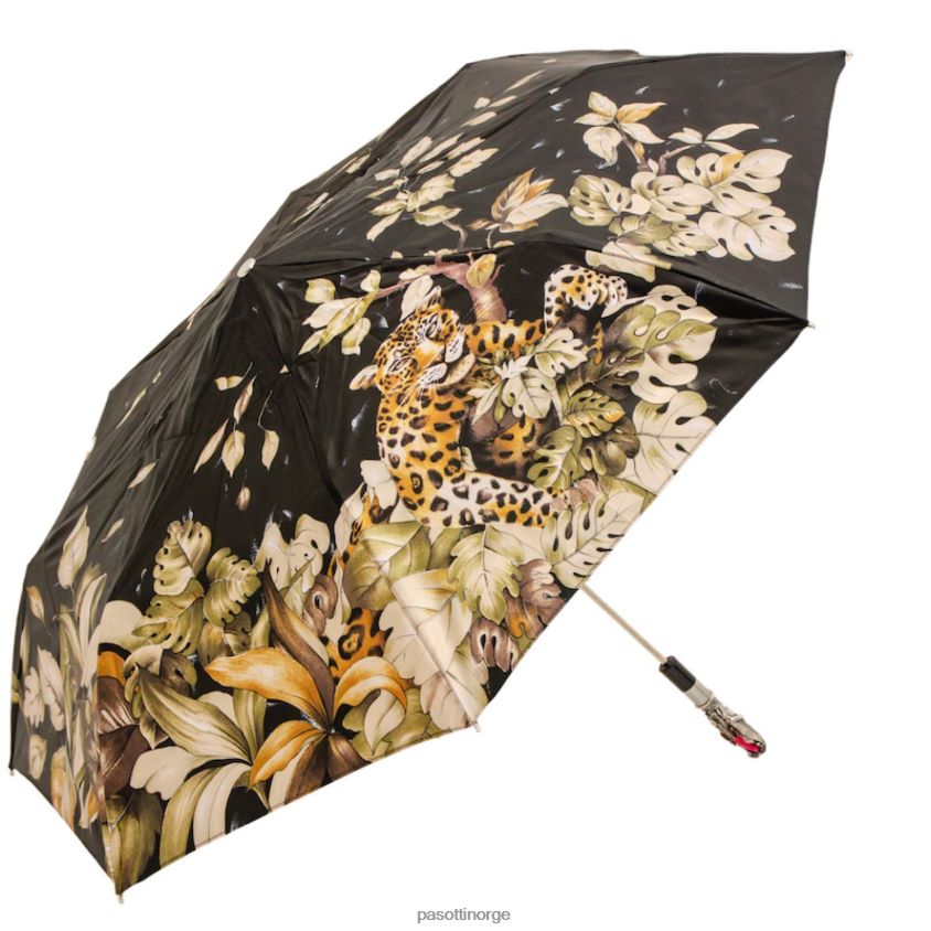 paraply | PASOTTI 257 991 w68 - leopard sammenleggbar paraply med rød perle og krystaller 8B6Z26582 kvinner