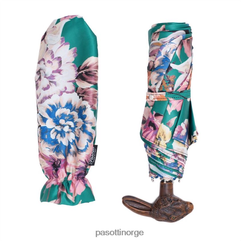 paraply | PASOTTI 257 9a436-5 113 - sammenleggbar paraply med kaninhåndtak og blomstertrykk 8B6Z26580 kvinner