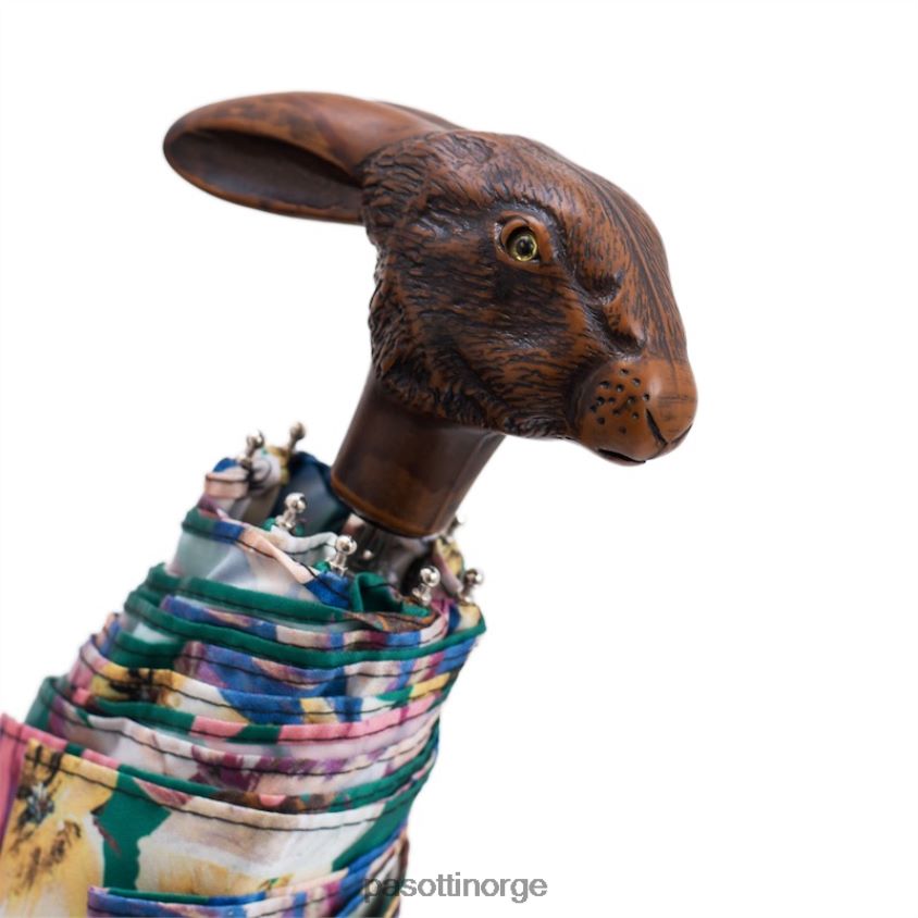 paraply | PASOTTI 257 9a436-5 113 - sammenleggbar paraply med kaninhåndtak og blomstertrykk 8B6Z26580 kvinner