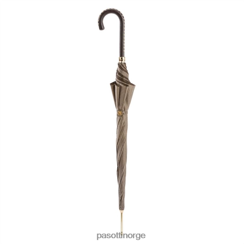 paraply | PASOTTI 16 1408-19 h19 - pied de poule paraply med pigget skinnhåndtak 8B6Z26473 kvinner