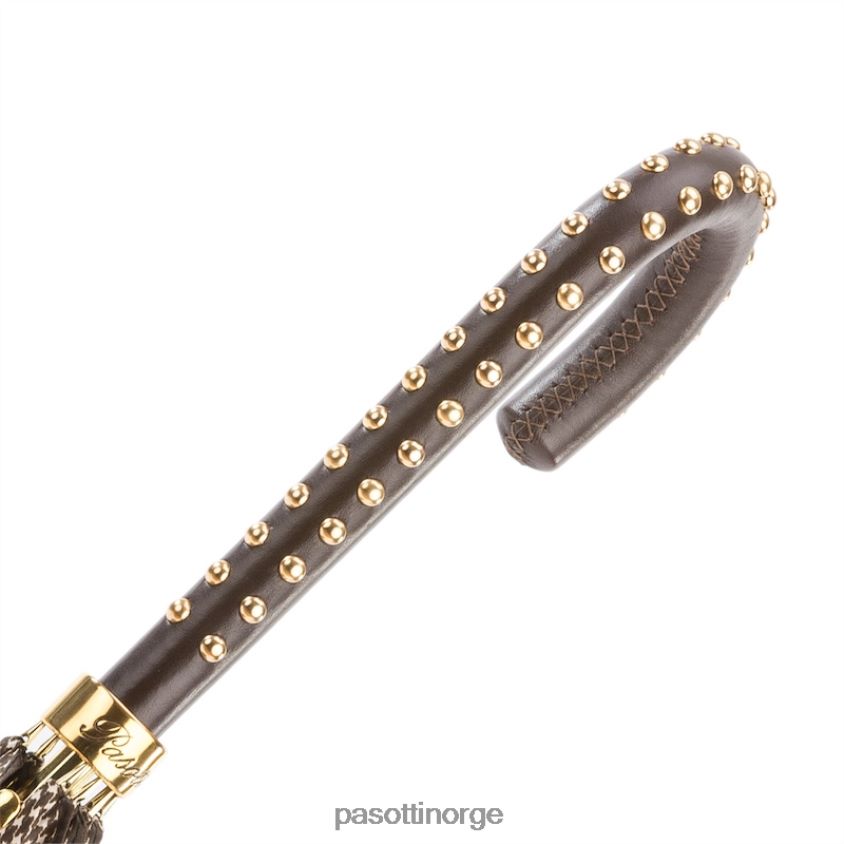 paraply | PASOTTI 16 1408-19 h19 - pied de poule paraply med pigget skinnhåndtak 8B6Z26473 kvinner