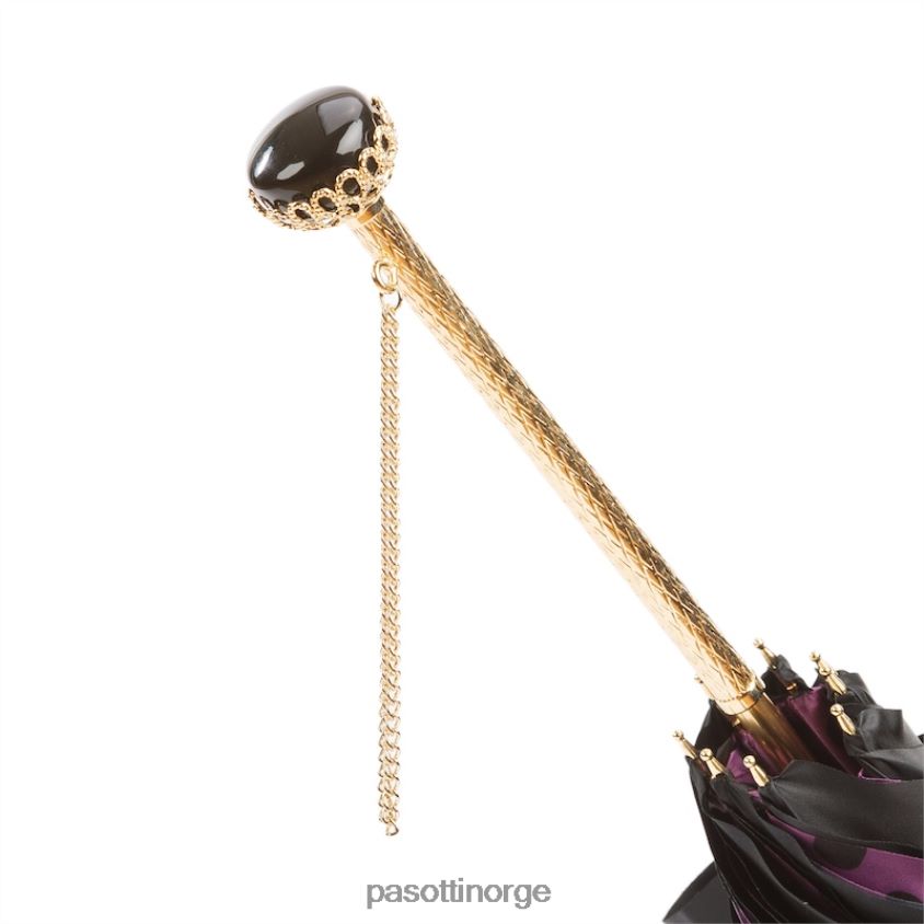 paraply | PASOTTI 189 55874-160 t9 - svart paraply med lilla prikker interiør, dobbel klut 8B6Z26466 kvinner