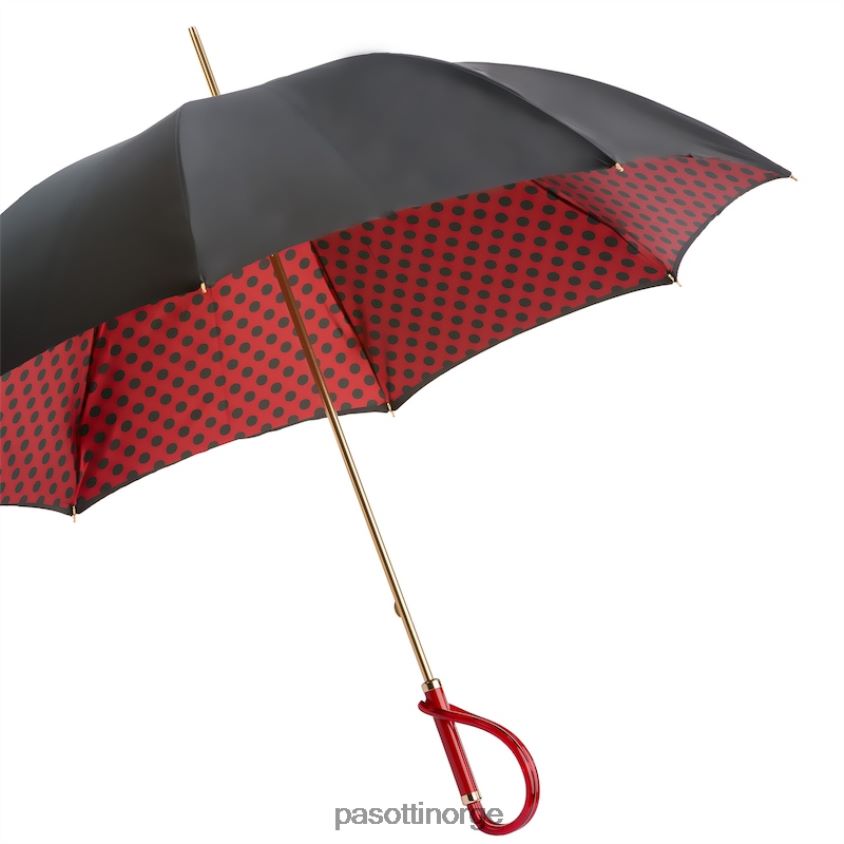 paraply | PASOTTI 189 55874-163 a - svart og rød paraply med prikker, dobbel klut 8B6Z26472 kvinner