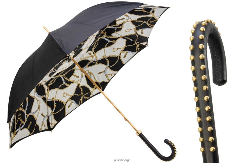 paraply | PASOTTI 189 5g313-39 h19 - svart paraply med hodelagstrykk, dobbel klut 8B6Z26449 kvinner