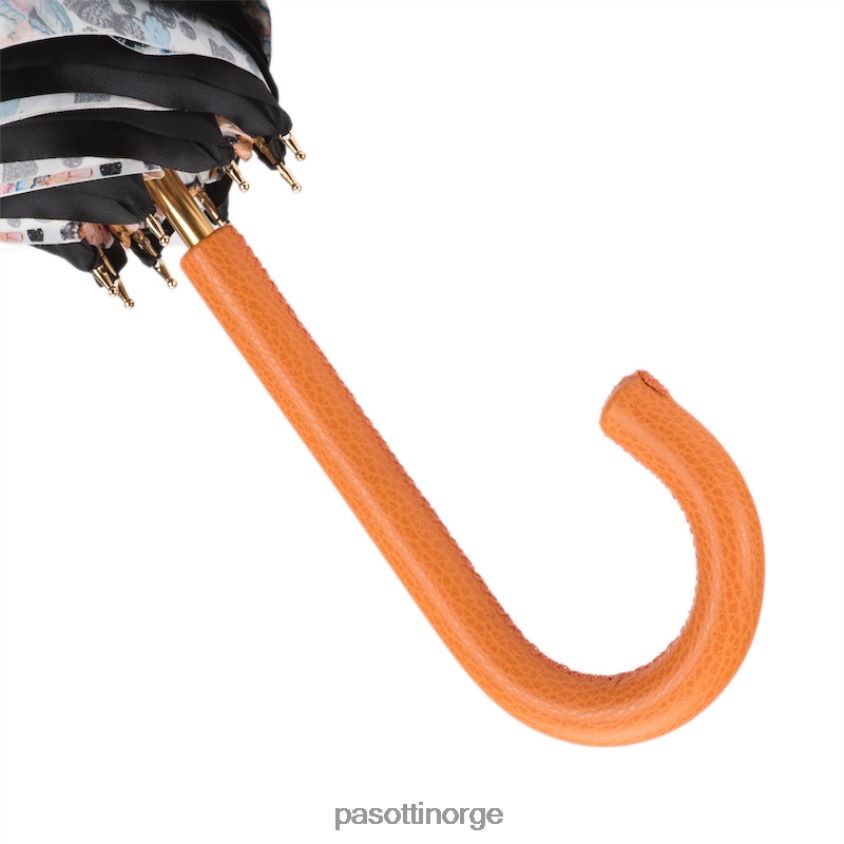 paraply | PASOTTI 189 5x790-10 p - sommerfuglparaply med oransje skinnhåndtak 8B6Z26470 kvinner
