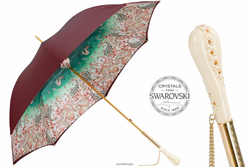 paraply | PASOTTI 189 vf662-8 z5 - burgunder paisley paraply 8B6Z26434 kvinner