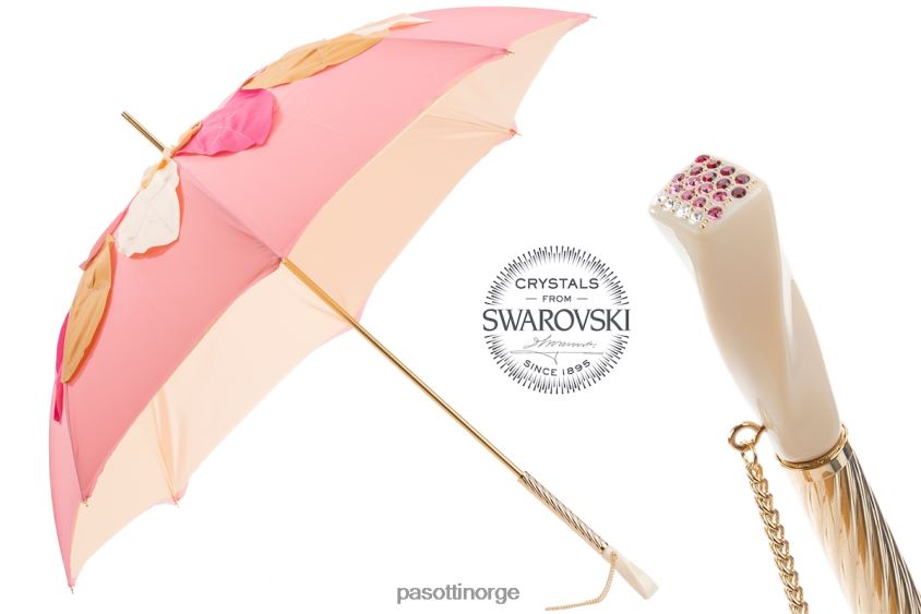 paraply | PASOTTI 163 sum-3 s7 - vakker rosa paraply med blader, dobbel klut 8B6Z26517 kvinner