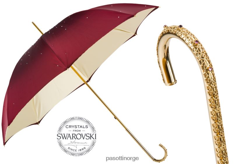 paraply | PASOTTI 184 serge-17 u2 - burgunder swarovski paraply, dobbel klut 8B6Z26552 kvinner