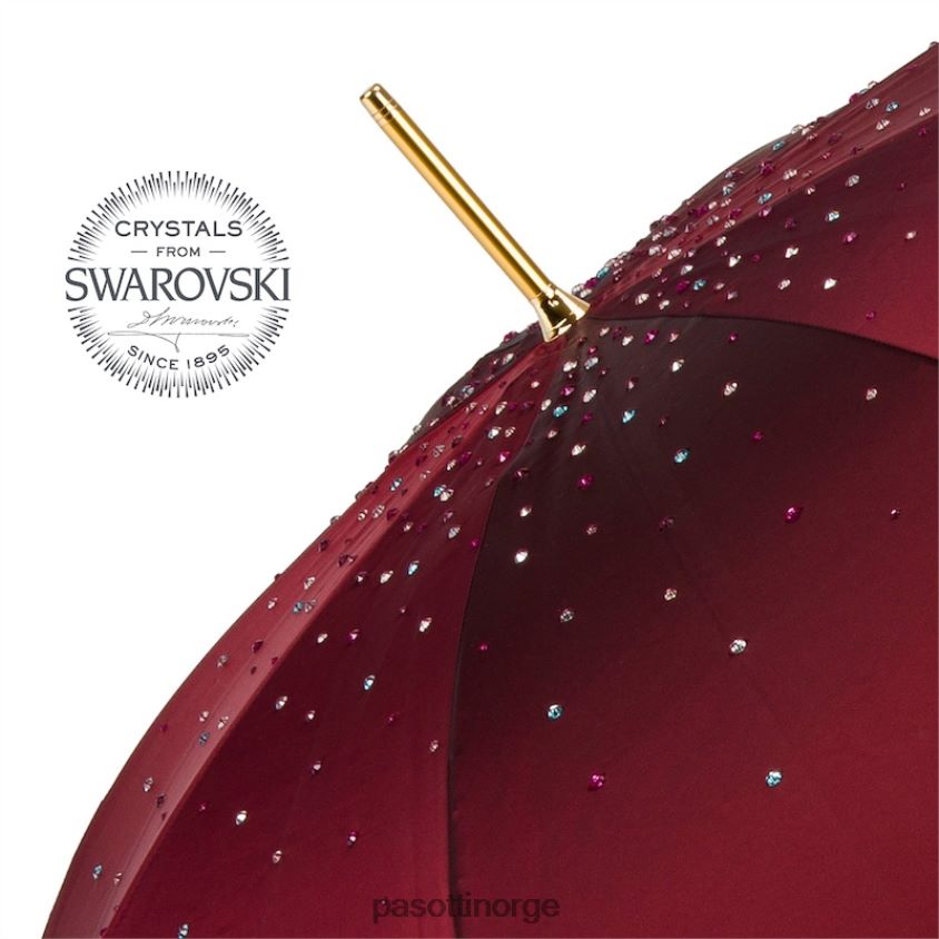 paraply | PASOTTI 184 serge-17 u2 - burgunder swarovski paraply, dobbel klut 8B6Z26552 kvinner