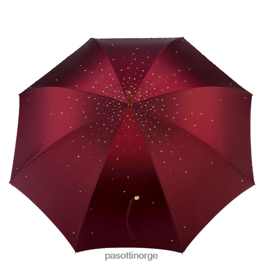 paraply | PASOTTI 184 serge-17 u2 - burgunder swarovski paraply, dobbel klut 8B6Z26552 kvinner