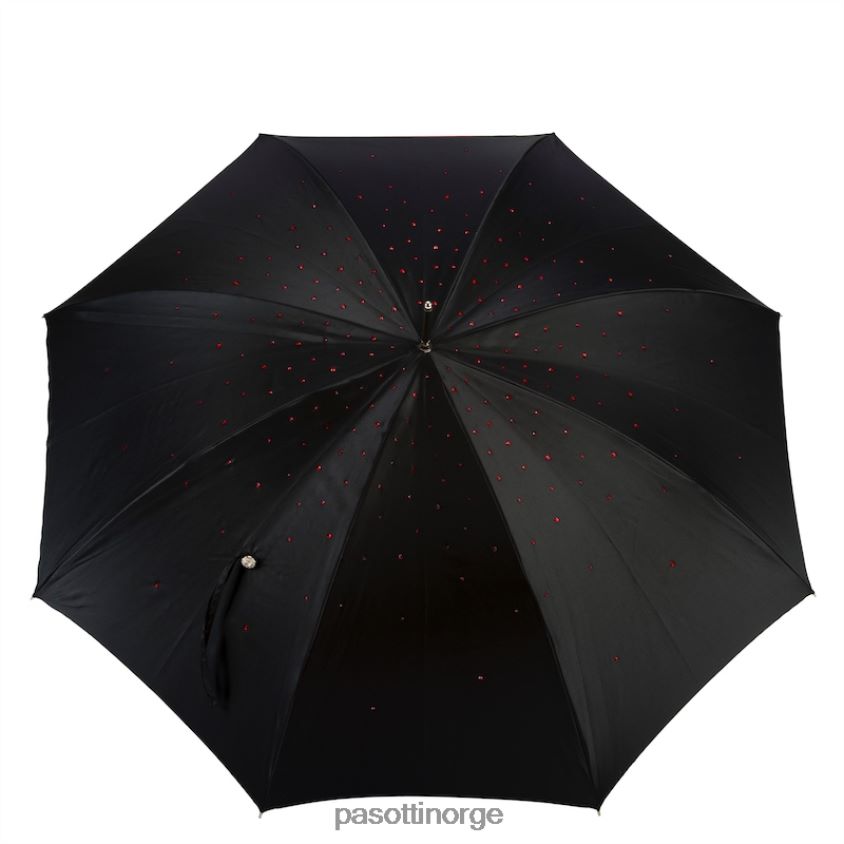 paraply | PASOTTI 185n plat-26 plat-34 s8 - svart swarovski paraply med rødt interiør, dobbel klut 8B6Z26547 kvinner