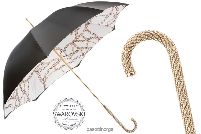 paraply | PASOTTI 189 58002-9 d35 - svart paraply med kjeder trykt interiør 8B6Z26502 kvinner