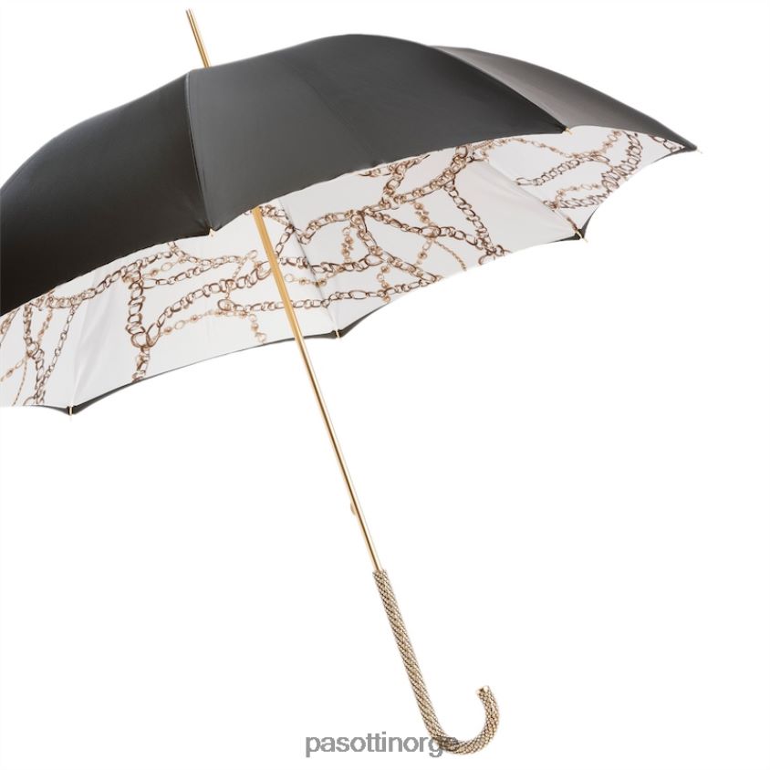 paraply | PASOTTI 189 58002-9 d35 - svart paraply med kjeder trykt interiør 8B6Z26502 kvinner
