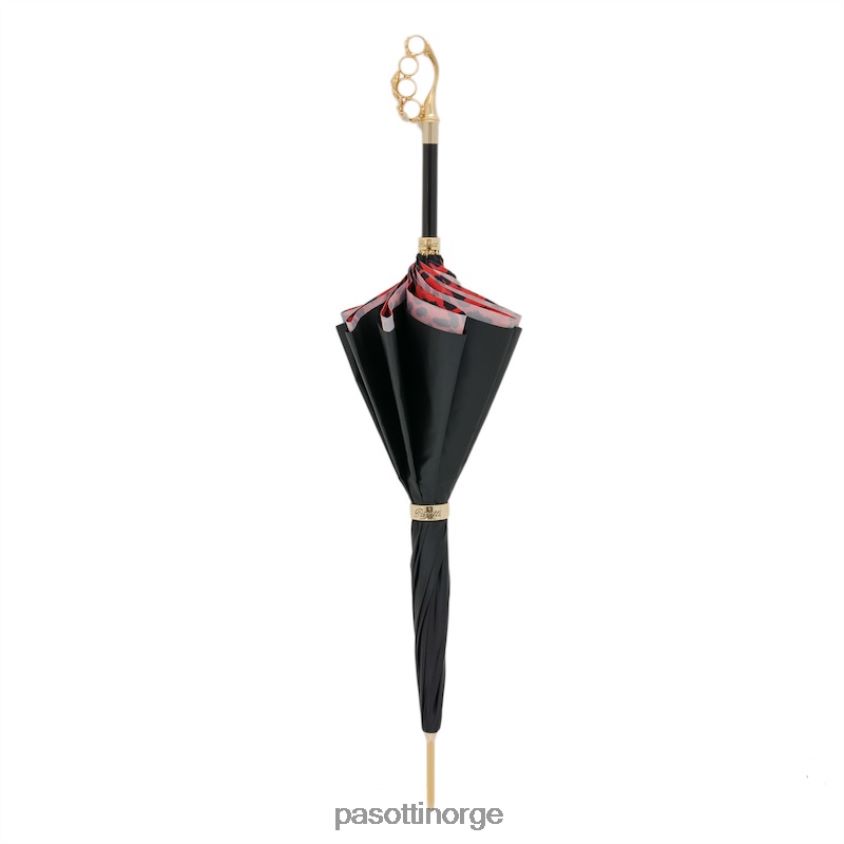 paraply | PASOTTI 189 5a488-91 w84 - knuckleduster paraply med rødt dyretrykk 8B6Z26504 kvinner