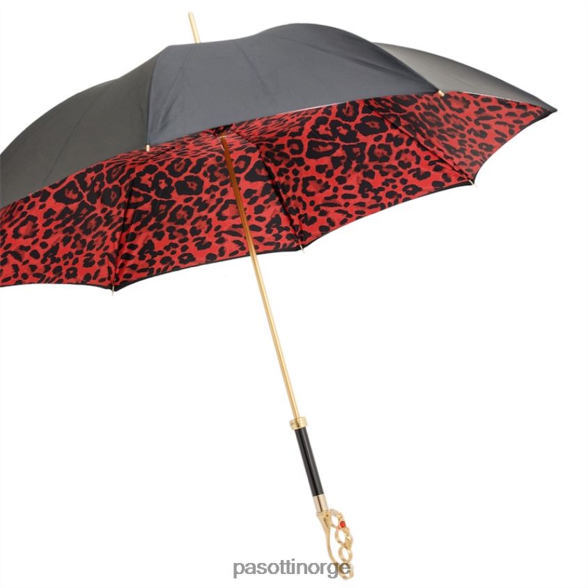 paraply | PASOTTI 189 5a488-91 w84 - knuckleduster paraply med rødt dyretrykk 8B6Z26504 kvinner