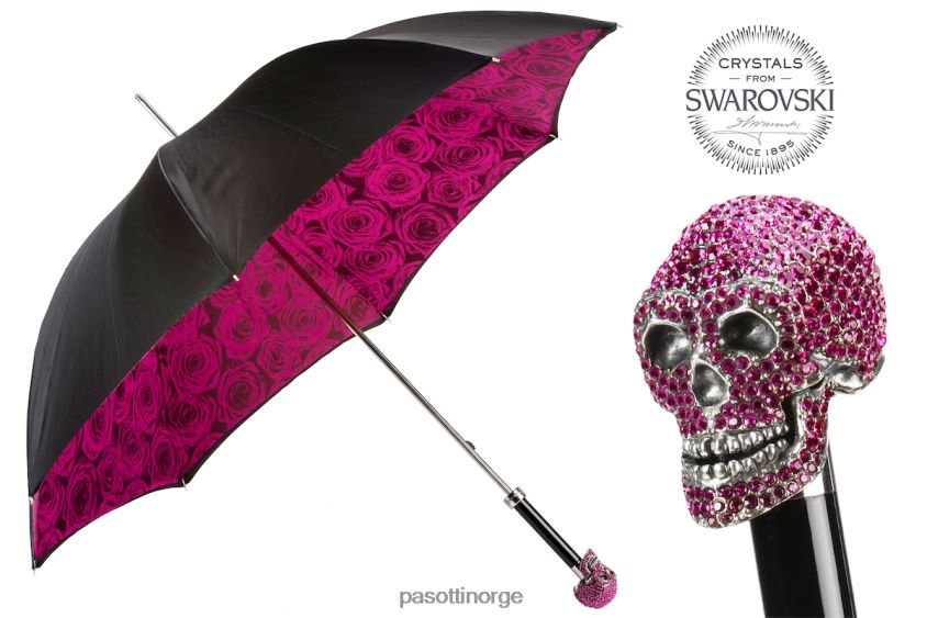 paraply | PASOTTI 189n 50884-2 w333fu - fuchsia roser swarovski skull paraply 8B6Z26551 kvinner