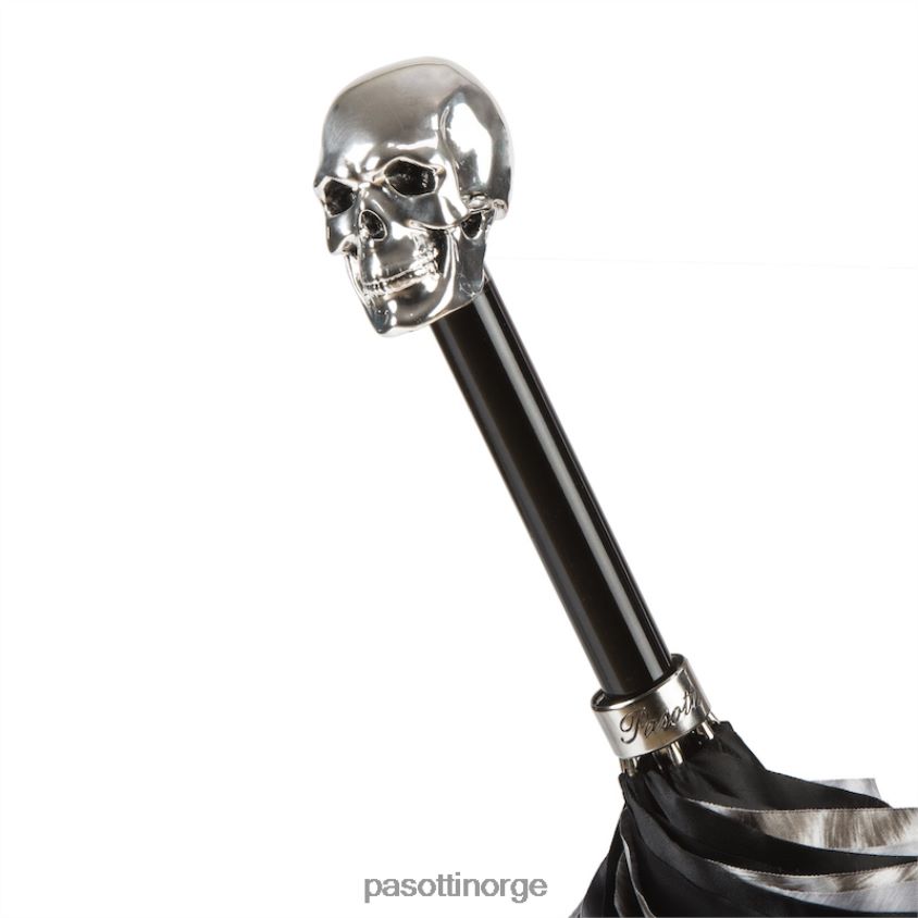 paraply | PASOTTI 189n 52417-42 w33 - svart og hvit animalier paraply med sølv hodeskallehåndtak, dobbel klut 8B6Z26539 kvinner