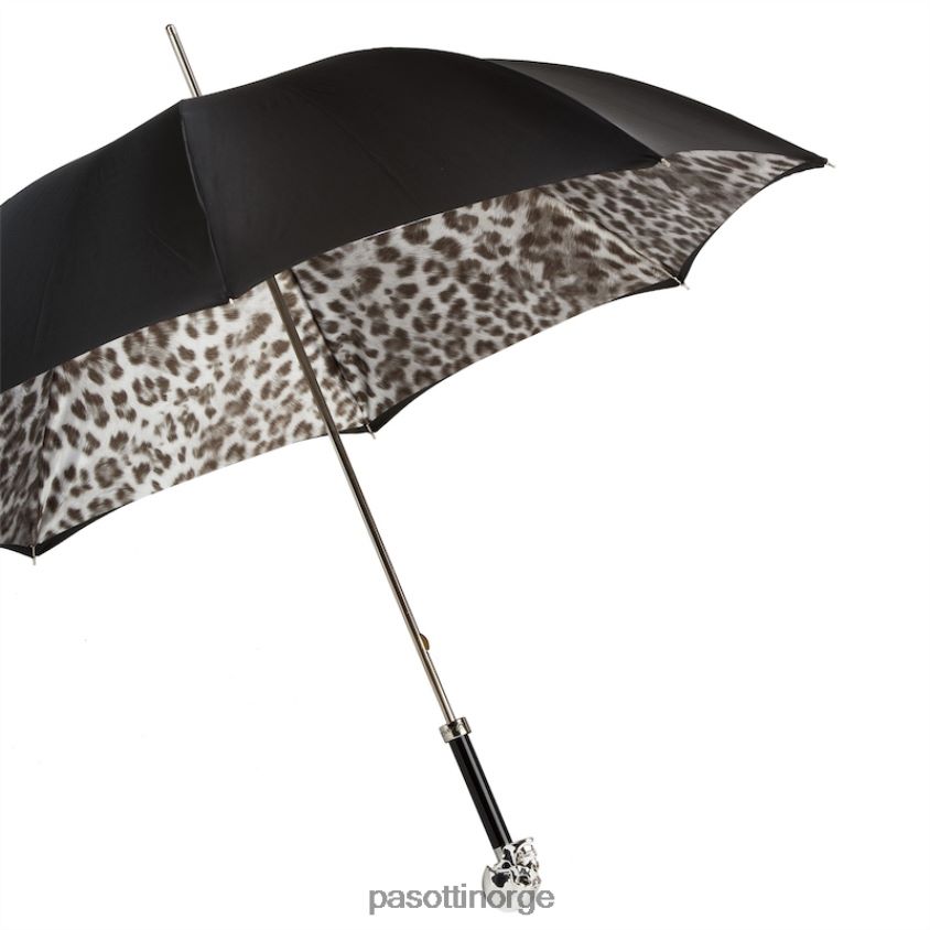 paraply | PASOTTI 189n 52417-42 w33 - svart og hvit animalier paraply med sølv hodeskallehåndtak, dobbel klut 8B6Z26539 kvinner