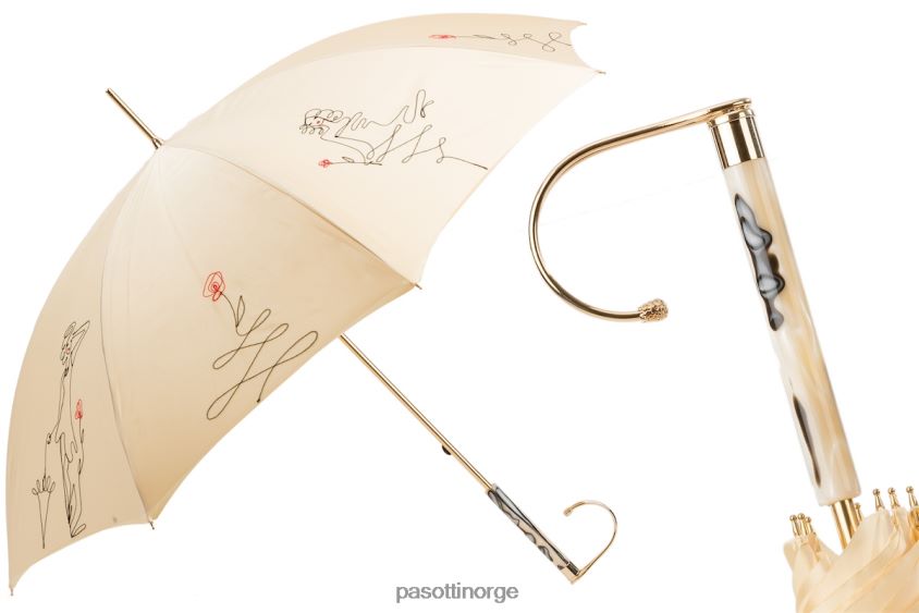 paraply | PASOTTI 222 plat-300 t8 - elfenben skisse paraply, dobbel klut 8B6Z26534 kvinner