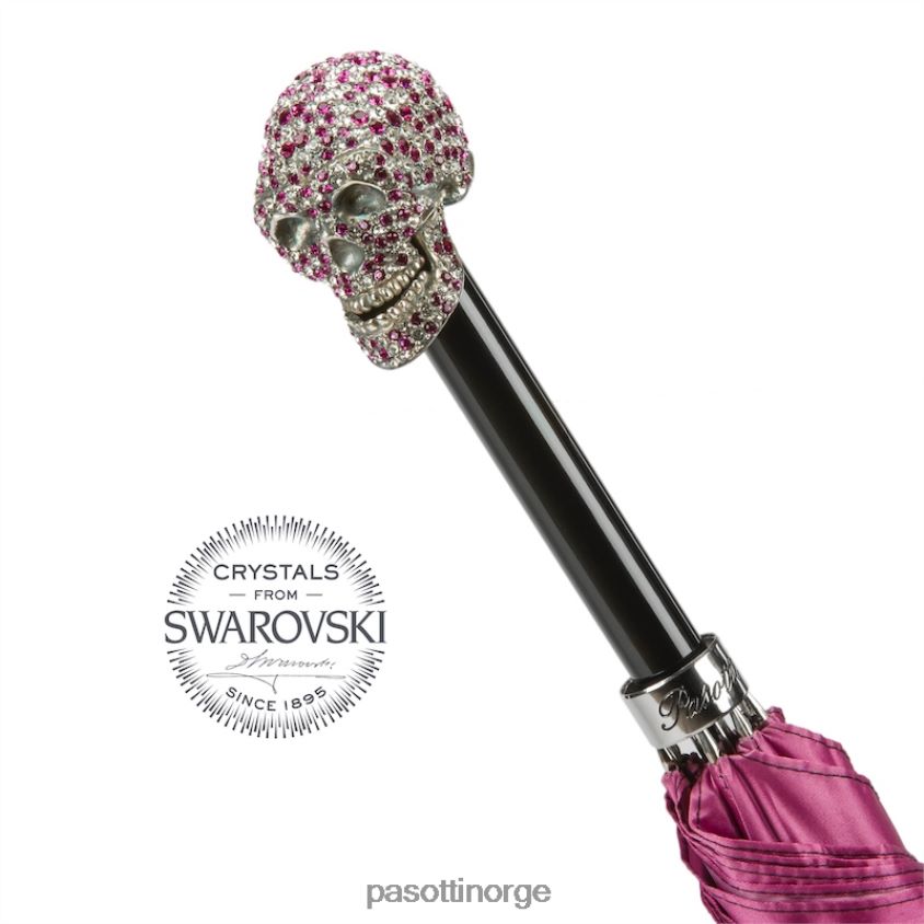 paraply | PASOTTI 460n 21284-18 w333mix - paraply med fuchsia swarovski hodeskalle 8B6Z26519 kvinner