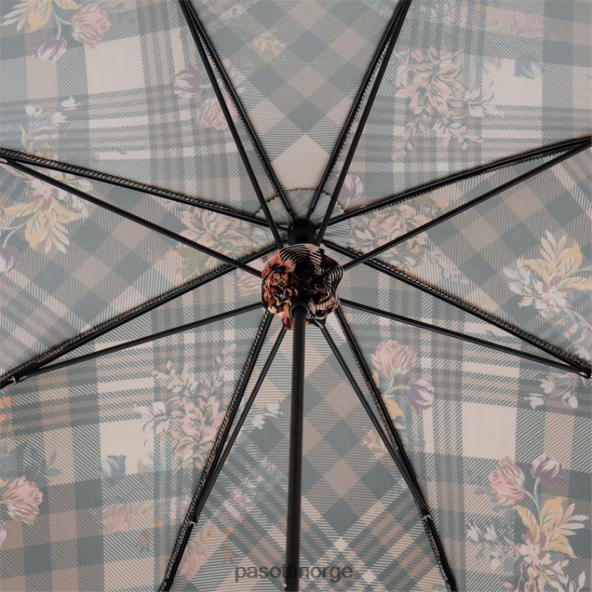 paraply | PASOTTI 354ne 5y743-5 d26 - tartan parasoll med blomster 8B6Z26630 kvinner