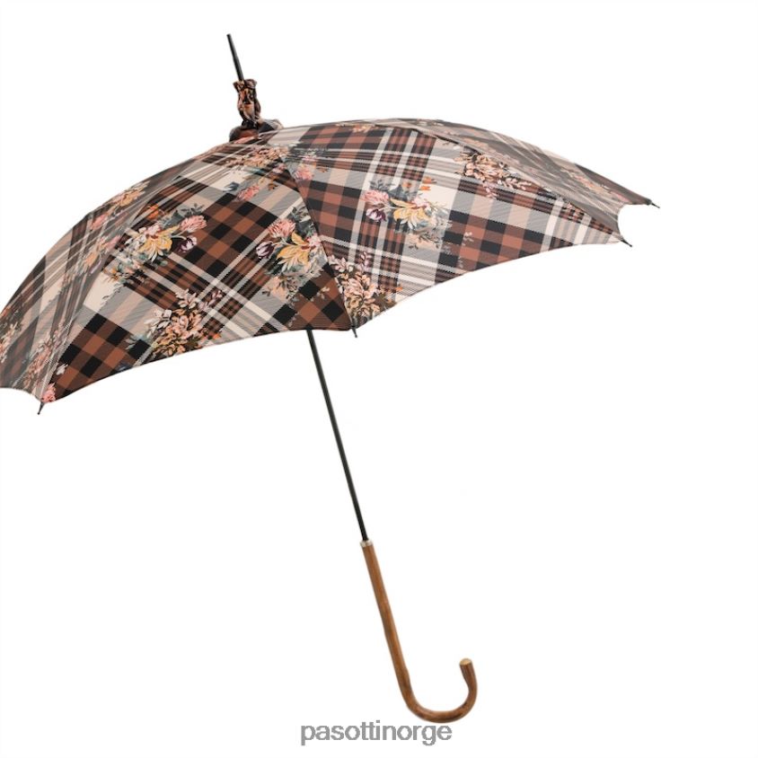 paraply | PASOTTI 354ne 5y743-5 d26 - tartan parasoll med blomster 8B6Z26630 kvinner