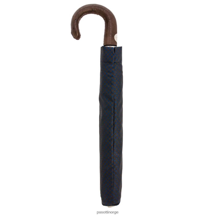paraply | PASOTTI 64 52682-3 s - brun og marineblå sammenleggbar paraply med strutsskinn 8B6Z26188 menn