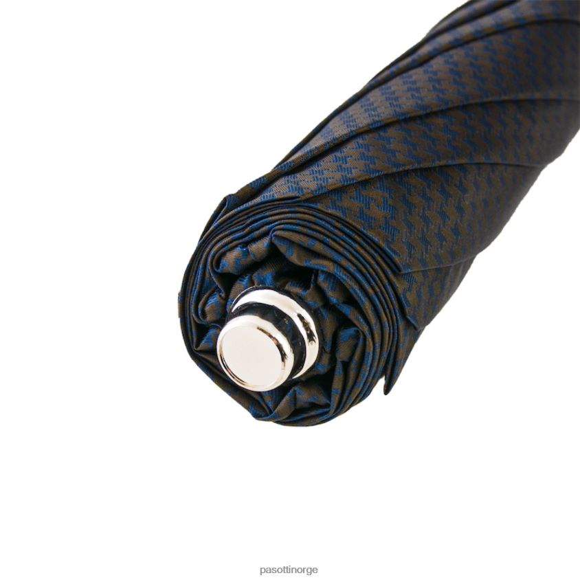 paraply | PASOTTI 64 52682-3 s - brun og marineblå sammenleggbar paraply med strutsskinn 8B6Z26188 menn
