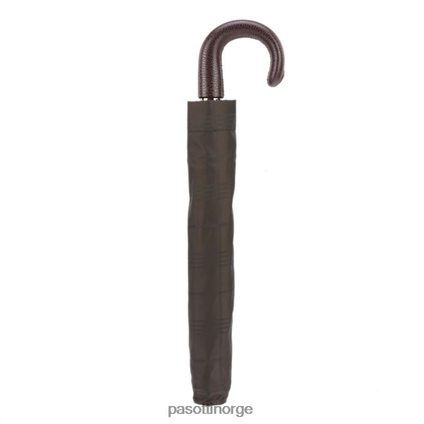 paraply | PASOTTI 64 6434-15 p - brun rutete paraply med skinnhåndtak 8B6Z26191 menn
