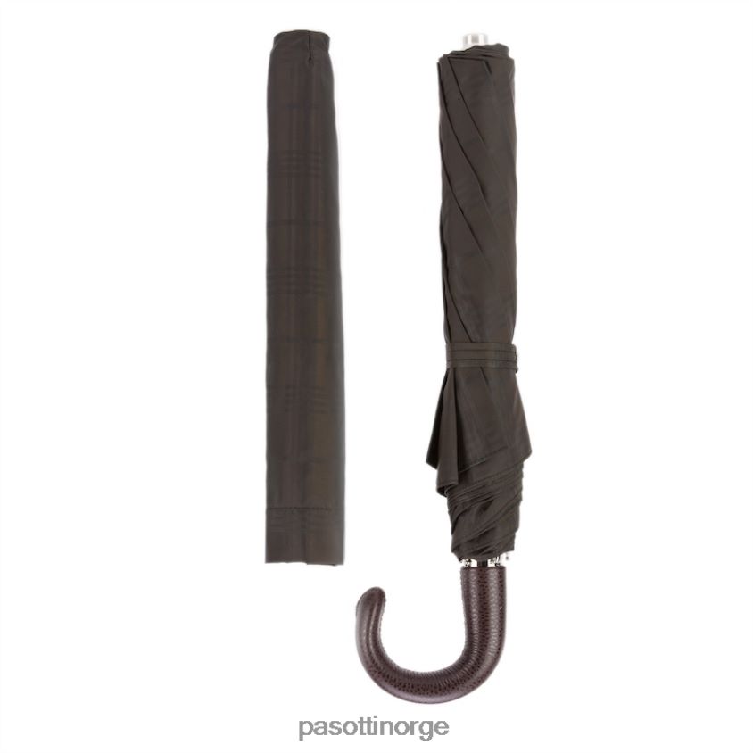 paraply | PASOTTI 64 6434-15 p - brun rutete paraply med skinnhåndtak 8B6Z26191 menn