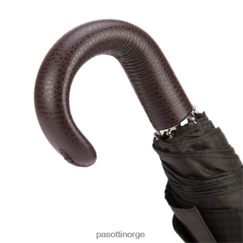 paraply | PASOTTI 64 6434-15 p - brun rutete paraply med skinnhåndtak 8B6Z26191 menn