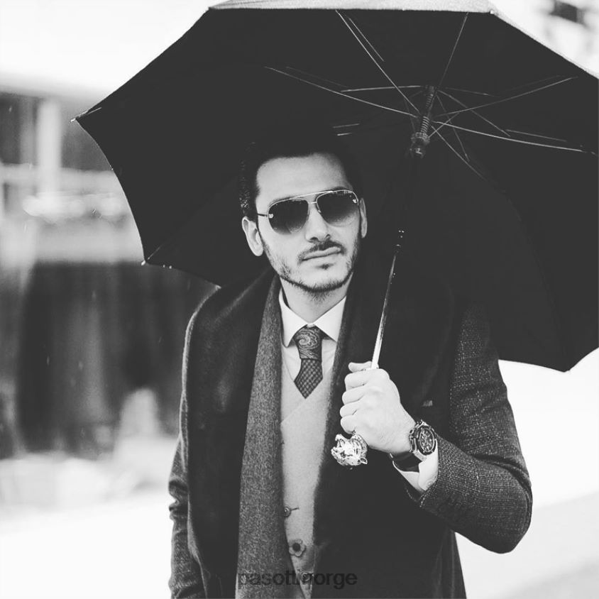 paraply | PASOTTI 64 6768-1 w35 - sølv tiger sammenleggbar paraply 8B6Z26156 menn