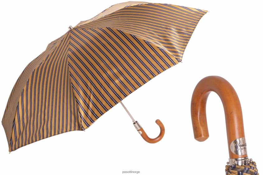 paraply | PASOTTI 64 81686-2 m - stripet oker sammenleggbar paraply 8B6Z26179 menn